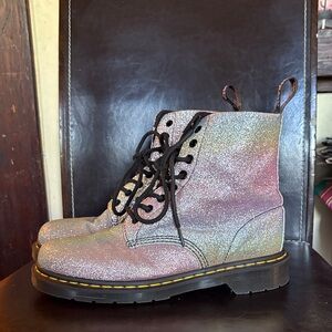 Dr. Martens Iridescent Glitter Lace-Up Combat Boots